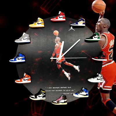 China Hot Selling LUMINOVA Custom Sports God Wall Clock Home Decor Mini AJ Jordan Flight Trend Basketball Sneaker Shoe Pattern For Lover Gift Set for sale