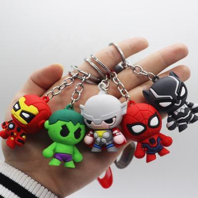 China Wholesale Custom Charm Rubber Eco-friendly Thor Ironman Superhero Dc Marvl 3D Marvl Soft PVC Key Chain With Kid Bag Pendant Keychain PVC Key Chain for sale