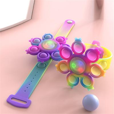 China Easy For Retailer Wholesaler Store Factory Wholesale Lights Up Luminous Rotating Squeeze Wristband Bubble Spinner Finger Squeeze Toys For Kid for sale