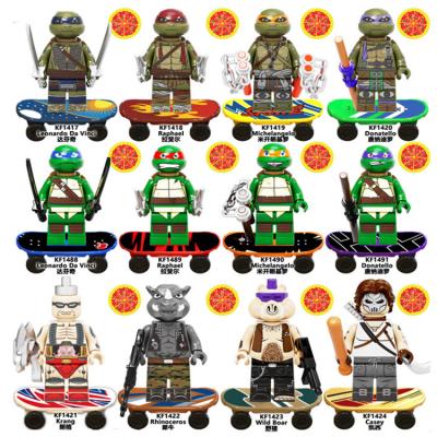 China DIY TOY KF6125 Cartoon Movie Ninja Turtles Leonardo Vincileo Raphael Mikey Donatello figure animal minifig building block for kids play for sale