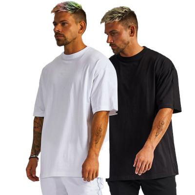 China Anti-wrinkle 2022 new design luxury quality cotton loose fit little drop shoulder brand white men's oversized T-shirt for sale