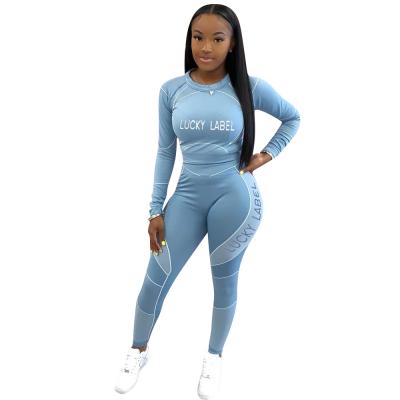 China NEW Fashion OTHER Lucky Label Printed Long Sleeve Casual Sports Yoga Wear For Women Sets Two Piece for sale