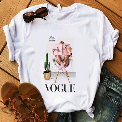 China OTHER 2020 Summer Fashion Lady High Heels Lipstick Cola T-Shirt T-Shirts Woman Tops for sale