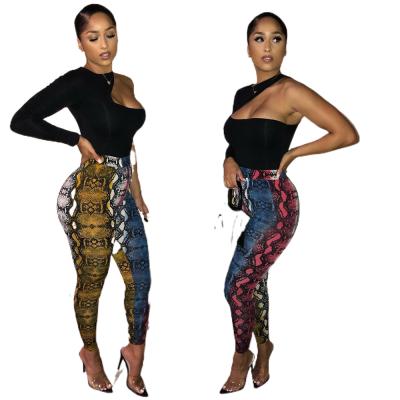 China The 2022 viable newcomer ladies snake the skin to print tall skinny women waist gaiters crack! crack! snakeskin stretch pencil pants pants for sale