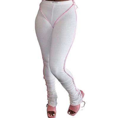 China 2022 Viable Skinny Women's Pants With Ruched Sweatpants Woman Stacked Joggers Pants for sale