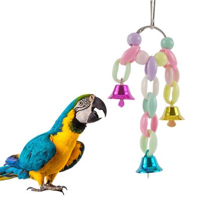 China New Arrivals Viable Birds Nest Swing Parrot Toys Bells Chewing Wooden Bird Toys Hanging In The Cage for sale