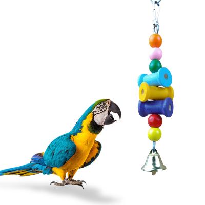 China New Arrivals Natural Wooden Bird Nest Swing Swing Natural Pine Bird Toys Interactive Puzzle Parrot Bird Toys for sale