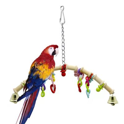 China New Arrivals Natural Viable Wooden Bird Nest Dangle Toy Stander Perch Parrot Wholesale Bird Toys For Hanging In The Cage for sale