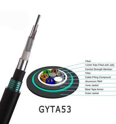 China 4 6 8 12 24 48 144 288 Core GYTY53 Outdoor Multimode Fiber Optic Optic Cable Drums for sale