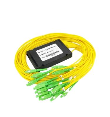 China FTTH system ABS single mode 0.9mm fiber optic PLC splitter scapc LC UPC 1x2 1x4 1x8 1x12 1x16 1x128 for sale