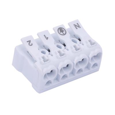 China Quick-Connect Terminals CE ENEC CQC Screwless Quick Press Connector 4 Way 4 Holes Quick Plug Electrical Cable Wire Connector for sale