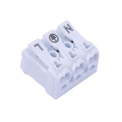 China Quick-Connect Small Push Terminals Wire Terminals 3 Pin 3 Holes LED Electrical Quick Self-Locking Lamp Light Terminal Block For Junction Box for sale