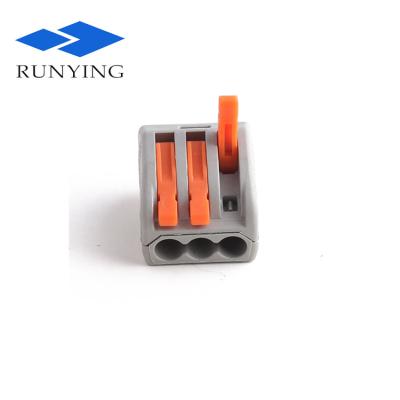 China Automotive Push In 3 Pin Electrical Wire Quick Connect Terminals 222-413 3 Hole CE Connection Quick Press 213 Connector for sale