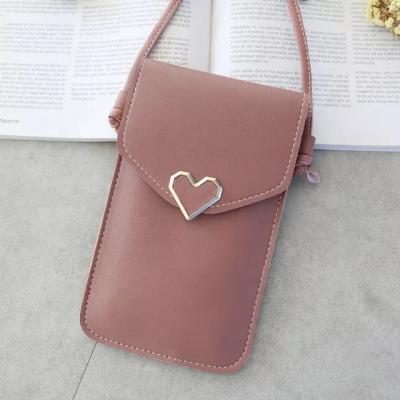 China Wholesale Simple Mobile Phone Case Bag Shoulder Anti-fall Ladies PU Leather Wallet With String for sale