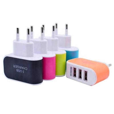 China Wholesale Color LED Wall Light Portable Travel Wall Charger OEM Candy Travel AC Power Adapter 3 Ports USB Home Charger For iPhone 6 6Plus For Samsung for sale