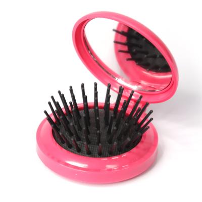 China Custom Logo Folding Hair Brush Pocket Mirror with Mirror, Compact Pocket Massager Comb, for Wet or Dry Hair for sale