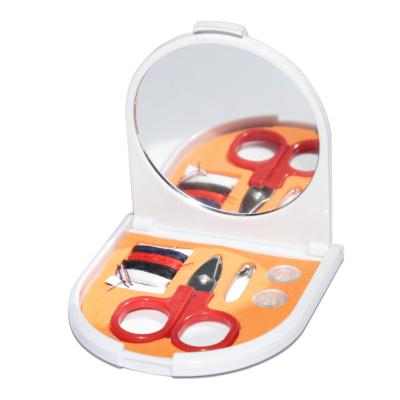 China Mini Folding Sewing Box with Mirror, Pocket Sewing Tool Kit for Travel, Portable DIY Sewing Accessories GW2102 for sale