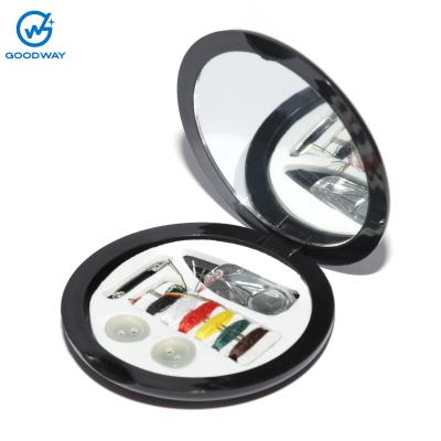 China Mini Folding Sewing Box with Mirror, Round Pocket Sewing Tool Kit for Travel, Promotional Gifts GW2106 for sale