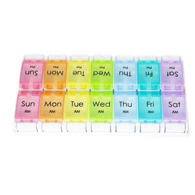 China Weekly Pill Organizer with Easy Push Button, 7 Days AM P.M. Pill Box, Large Dispenser Medicine Case GW5107 for sale