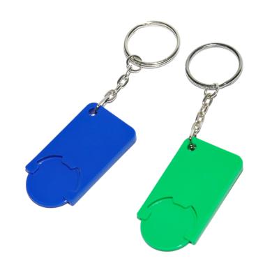 China Plastic coin holder plastic key chain with split ring, brand souvenir for exhibition, cheap key chain for sale