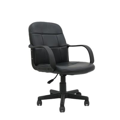 China Revolving PP Fixed Small Leather Armrest PU Swivel Office Room Chair For Staff for sale