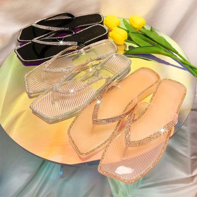 China Anti-odor C&Y Manufacturer Custom Logo Slippers Summer Fashion Crystal Jelly PVC Sandals for sale