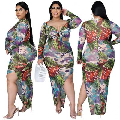 China Breathable Autumn 2021 Plus Size Women's Clothing New Arrive Spring Autumn Women's Clothing Plus Size Maxi Dresses Floral Loose Dresses for sale