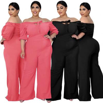 China 2021 Fashion Breathable Women Fall Clothing Plus Size Jumpsuits Solid Color Strapless Long Sleeve Rompers Womens for sale