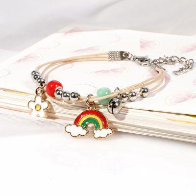 China 2022 New Cute Creative Popular Bracelets And Gift Jewelry Ceramic Women Female Charms Cartoon Woven Jewelry Student Bracelet for sale