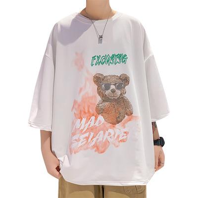 China 2021 summer QUICK DRY cotton men's short sleeve T-shirt fashion cartoon printed boy's youth trend T-shirt for sale