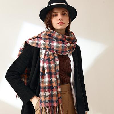 China ODM Decoration Amazon Sell 2021 New Wholesale Winter Plaid Shawl Scarf Women Thickened Warm Cashmere Warm Scarf Tassels Scarf For Women for sale