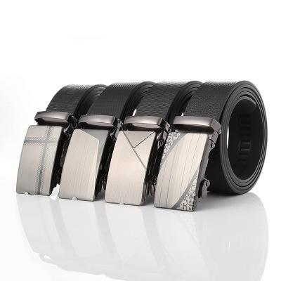 China Wholesale Men's Casual Belt Automatic Plastic Belt Fashion Buckle Black Belt for sale