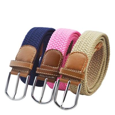 China Wholesale Men's Monochrome Pin Buckle Belt Casual Woven Woven Elastic Waistband Casual Canvas Elastic Waistband for sale