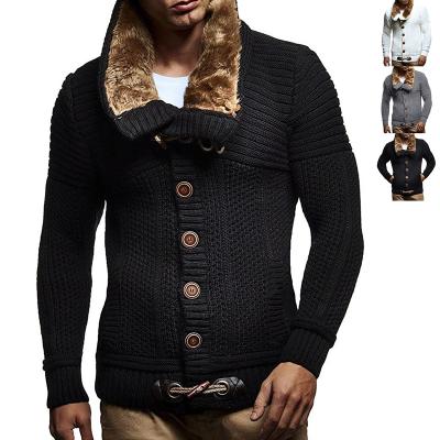 China New Sweater 2021 New Breathable Button Amazon Waist Knitted Color-blocking Men's Long Sleeve Sweater for sale