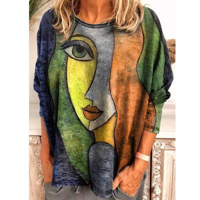 China 2021 QUICK DRY Wholesale Print Faces Long Sleeve Loose T-shirt Women's T-shirt Bottoming Shirt Women Shirt for sale