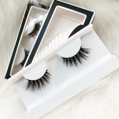 China Cat False Eyelash Natural Short 3d Small Half Crisscross Corner Mink Lashes With Custom Packing for sale