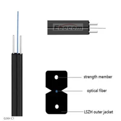 China Indoor FTTH fiber optic cable drop cable single mode GJXH 2 core 4 core ftth 1km communication networking wire for sale