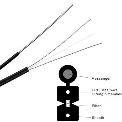 Cina Cavo FTTH per scarico esterno 2 Core SM G657A1 Fibra LSZH Giacca con filo d'acciaio FRP Strength Member in vendita