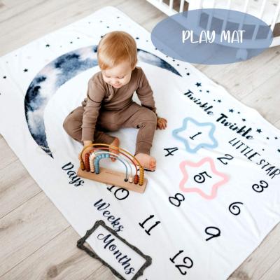 China 100% Customized Super Soft Anti-Pull Polyester Baby Blanket Printing Microfiber Flannel Baby Milestone Blanket With Accessories for sale