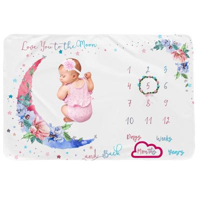 China Baby Customized Microfiber Flannel Baby Milestone Blanket Covering Super Soft Anti-Pull Print With Accessories for sale