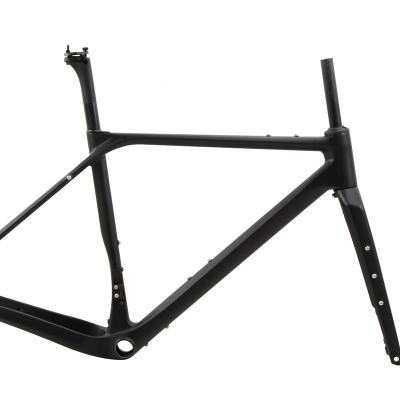 China Road Bikes China New Carbon Fiber Gravel Bike Frame 700C*50C All Inner Cable Carbon Bike Frame for sale