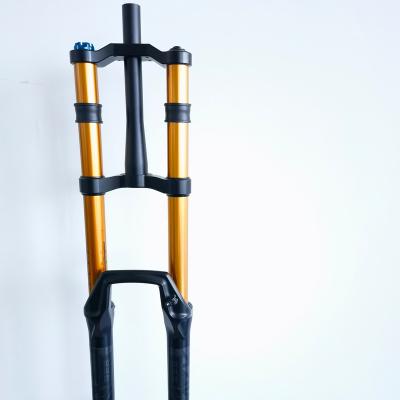 China Hydraulic Lockout With Rebound Aluminum Alloy Mountain Bike Front Fork For Downhill Adjustable Crown Inverted Fork New Dual Double for sale