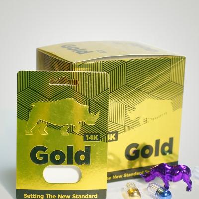 China Recyclable 14k Gold Paper Box Wholesale Custom Printed Foldable Male Enhancement Supplement Tablet Capsules Small Pill Paper Box for sale