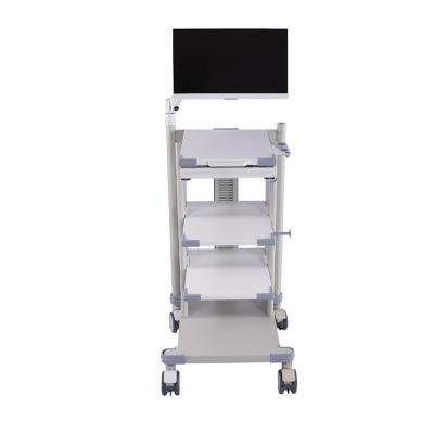 China Laptop Medical Trolley Metal Movable Machine System Medical Endoscopic Trolley for sale