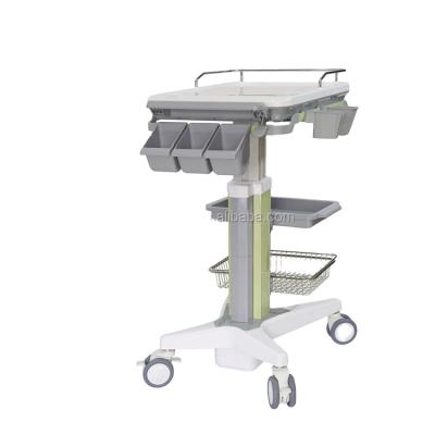 China Hospital Standard Adjustable Medical Trolley Mobile Height Trolley Mobile Treatment Equipment Cart for sale