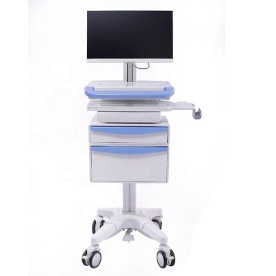 China Standard Height Adjustable Medical Trolley Hospital Medication Computer Cart for sale