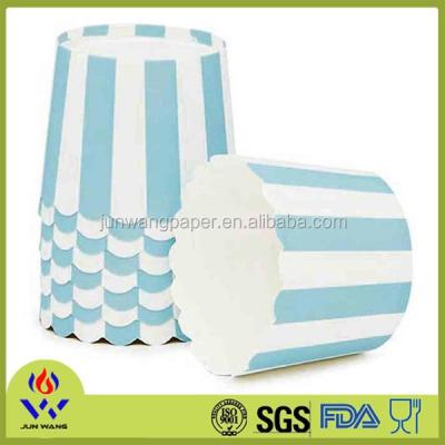 China Disposable Sky Blue Stripe Print Round Paper Roll Cup For Sale for sale