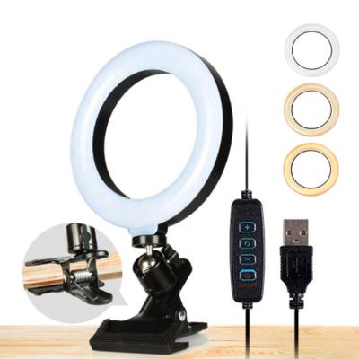 China 6 Inch Mini Photographic Lighting Selfie Ring Light Led With Laptop Computer Clip for sale