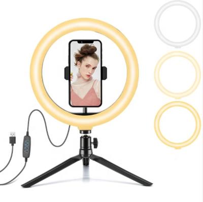 China Adjustable Ring Lamp Selfie Photographic Lighting aros de luz Live Broadcast Light Multifunctional 10 inch for sale