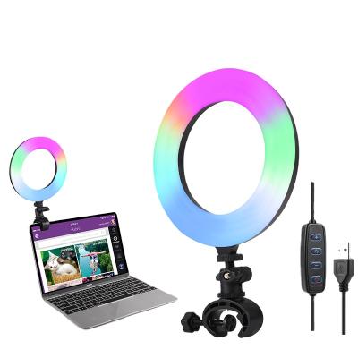 China ABS+Aluminum RGB Photographic Lighting Led Selfie Ring Light 6 Inch With Laptop Clip 6 Inch/16cm 12V Meimeiyizu 3000K-6000K 8W for sale